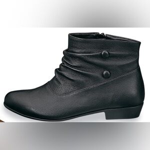 New Black Slouch Ankle Boots with Side Zipper